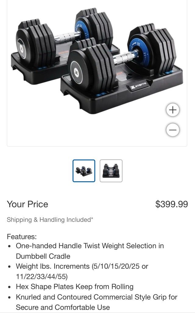 55lb Adjustable Dumbbells Set
