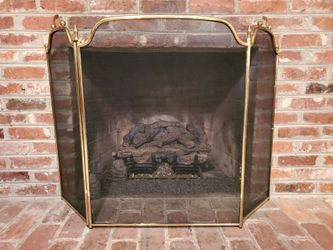 Brass 3-Panel Fireplace Screen