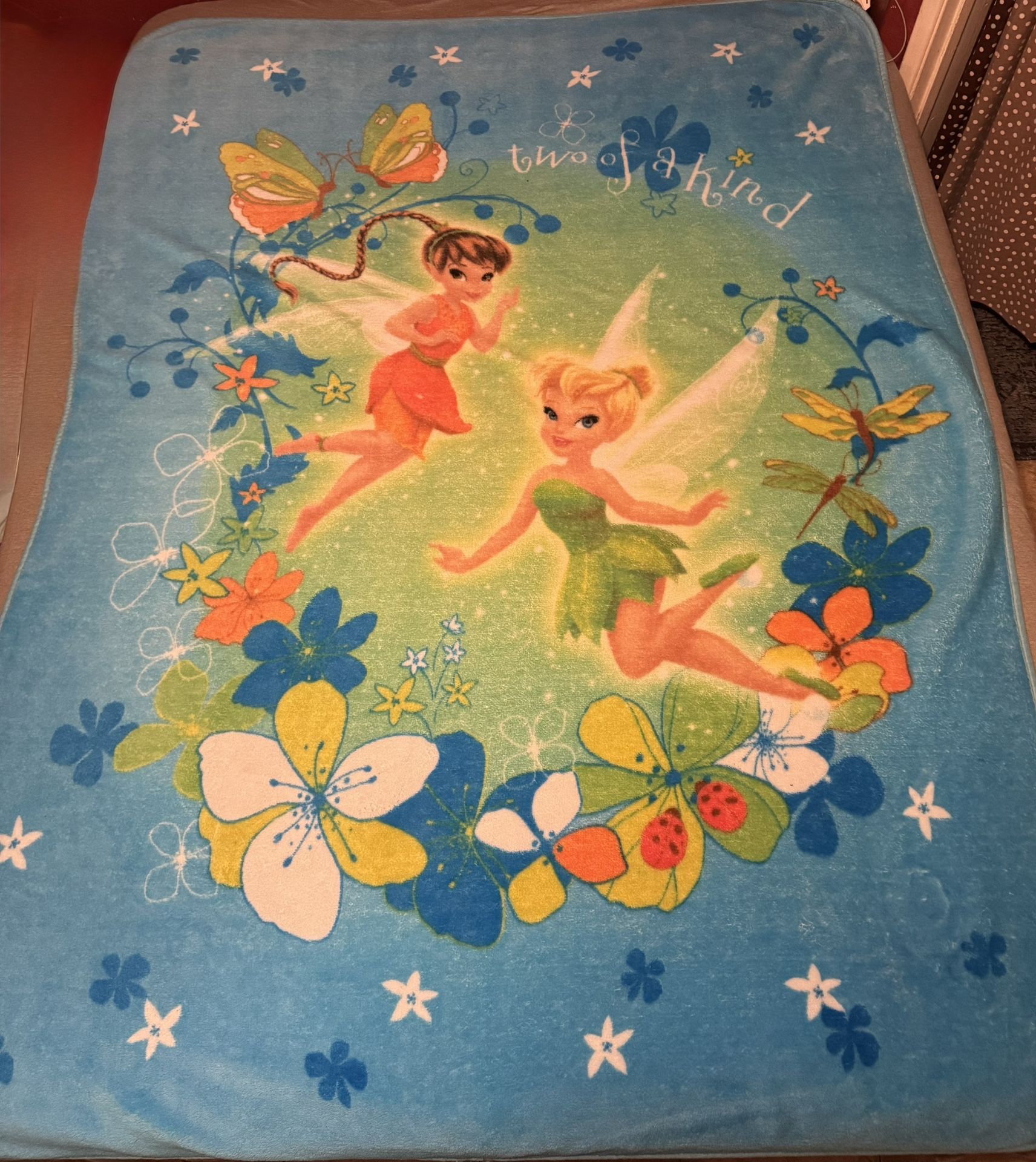 VTG Disney Fairies Tinkerbell Blanket (64”x82)