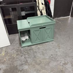 Flip Top Cat Litter Boxes Enclosure Covered Litter Box Hidden Furniture Wooden Cat Washroom Cabinet for Kitty, Medium and Large Cat Green( some scratc