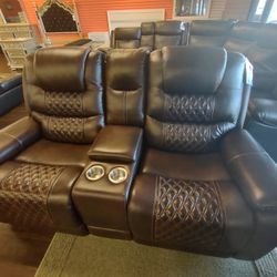 REAL GENUINE LEATHER SOFA SET AUTOMATIC RECLINING 