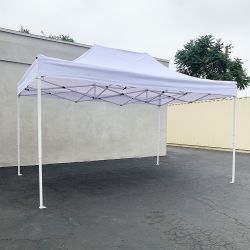 $130 (New) Heavy-duty 10x15 ft outdoor ez pop up canopy party tent instant shades w/ carry bag (white, blue) 