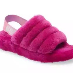 UGG Women's Fluff Yeah Slingback Sandal Pink Size 8 Casual