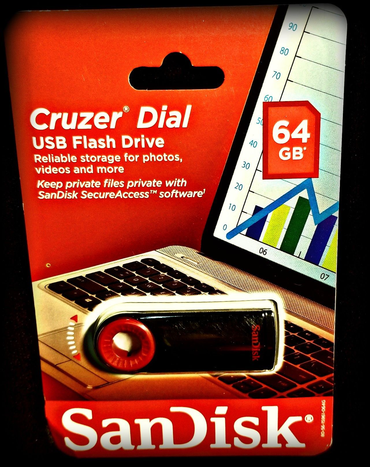 SanDisk Cruzer Dial USB 2.0 Flash Drive USB Memory Stick - 64GB