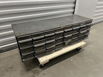 Steel Storage Parts Drawer Cabinet, 18 Drawers. Includes contents.