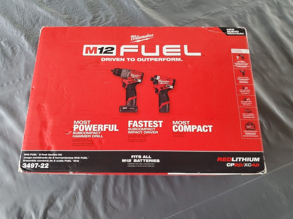 M12 FUEL 12-Volt Lithium-Ion Brushless Cordless Hammer Drill and Impact Driver Combo Kit w/2 Batteries and Bag (2-Tool)