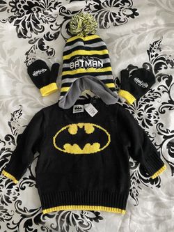 Baby Batman Ugly Sweater & Beanie