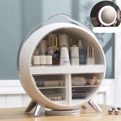 360 Rotating Makeup Storage With LED Mirror, New