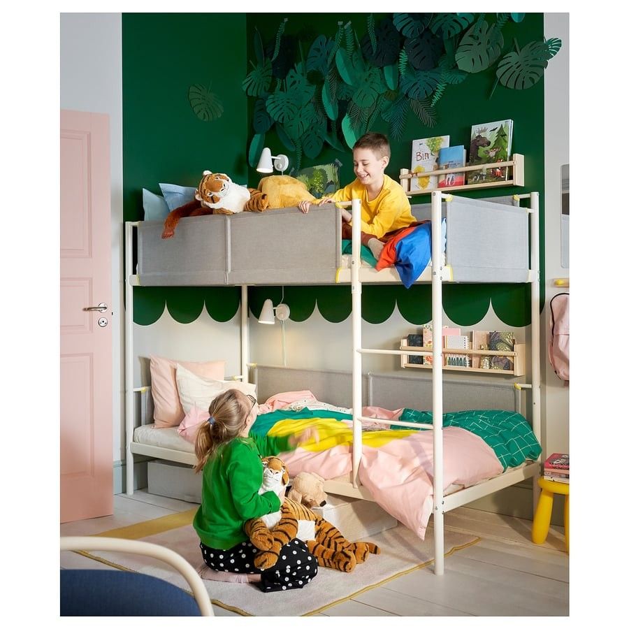 IKEA VITVAL Twin Bunk Bed + 2 Clean Mattresses – Accident-Free