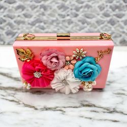 Handmade Acrylic Purse Clutch With Detachable Chain 