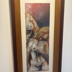 Framed Abstract Female Figure Artwork