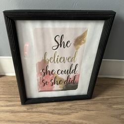 She Believed She Could So She Did Framed Wall Art – Inspirational Quote Home Decor