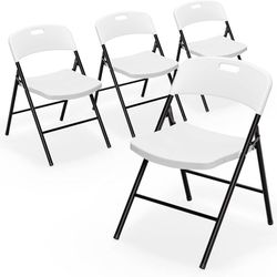 Folding Chairs, Plastic Foldable Chair, Capacity up to 350 lbs, Portable Seating for Indoor Outdoor Events Parties Camping Work School Commercail (4, 