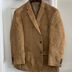 Mens Camel Color Suede Sports Coat Excellent Condition