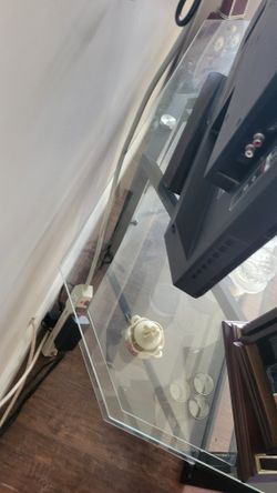 Tv Console Table - Exellent 3 Shelf Glass And Metal