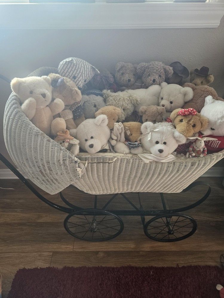 Antique White Wicker Stroller