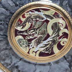 the art of chokin 24k gold edged Plate With Dragon Design 4”