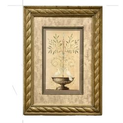 Fabrice de Villeneuve Fountain Doves Print & Double Matt | Gold Ornate French Baroque Frame | Windsor Art 36 x 26