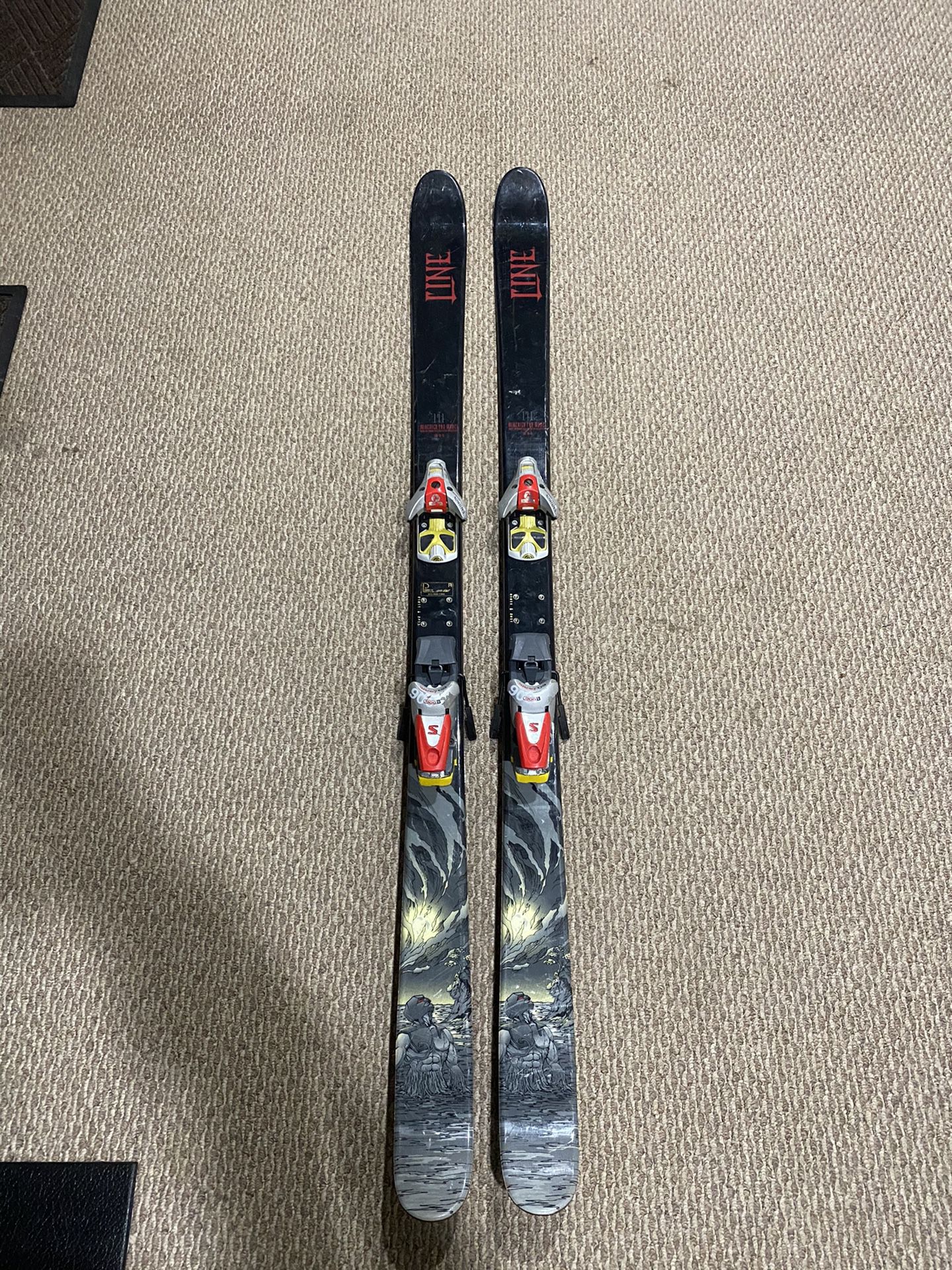 Line Mike Nick Pro Model Twin Tip X-Games Park Skis 171 Salomon Binding Skiboard with Boots