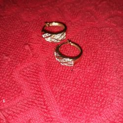 Women's Vermeil Gold Real Diamonds Hoops 