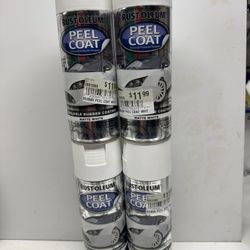 (4) Rust Oleum Peel Coat Matte White Rubber Coating. $5 A Can. Must Pick Up