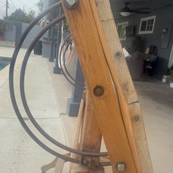 Vintage Wood Drafting Table on Wheels