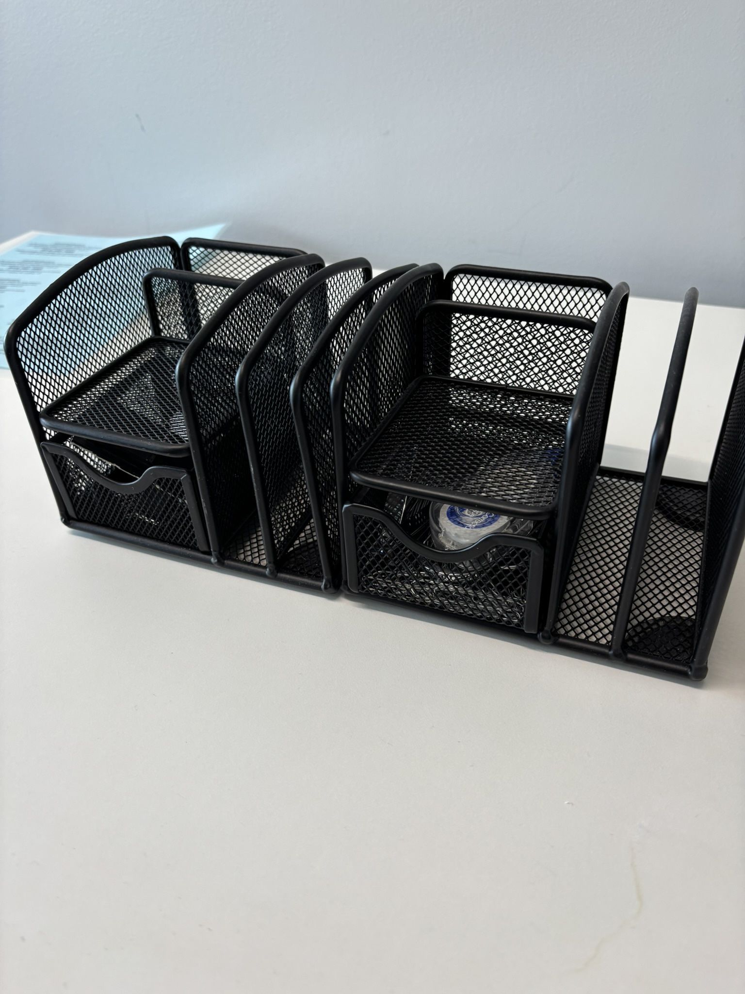 2 Black Metal Desk Organizers