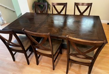 Dining table with six chairs