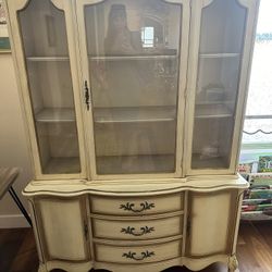 French Provincial Vintage China Hutch 
