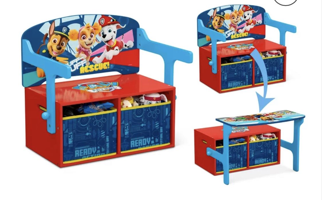 PAW Patrol 2-in-1 Activity Bench and Desk by Delta Children - Greenguard Gold Certified, Blue