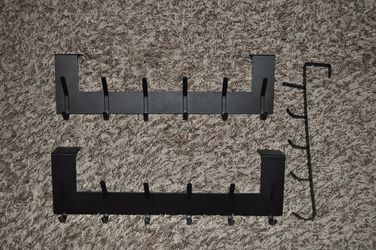Set of 3 Over-the-Door Hooks - Black Metal