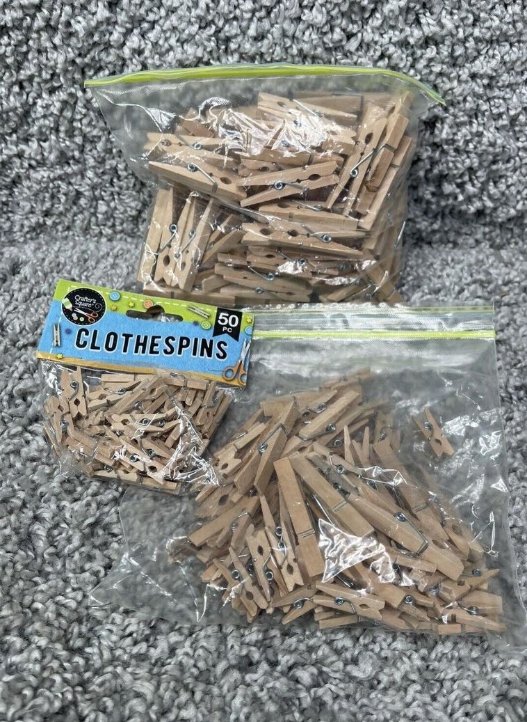 Wood Clothespins Wooden Laundry Clothes Pins Springs Clip 220 Pieces Art Crafts