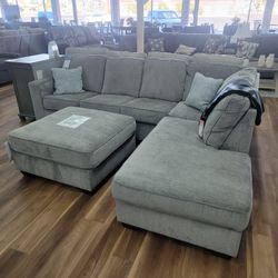 New 20c Sectional In Alloy, Ottoman Sold Separately 