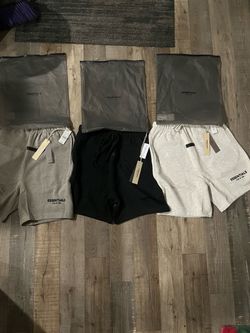 🔥 ESSENTIALS SHORTS — SIZE S 🔥 Black • Gray • White 💰 $30 EACH 📍 Meetup or Drop-Off Available ⚡ Limited stock — DM to order
