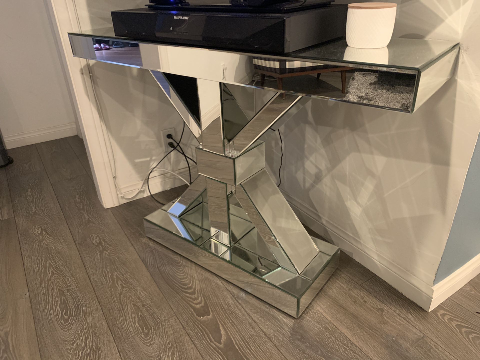 Mirrored / Glass Entry Way Table or TV Stand