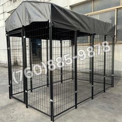 Outdoor Dog Kennel with Tarp Shade – 8x4x6 ft  (New in Box)