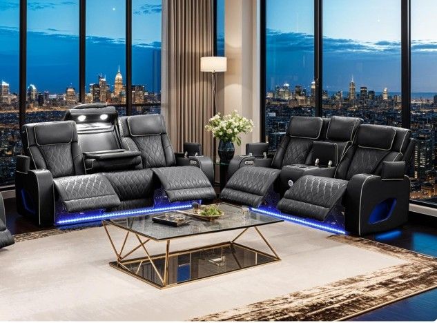 2 PC POWER RECLINING SOFA AND LOVESEAT NEW IN BOX