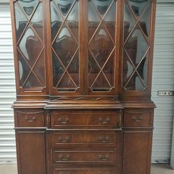 Solid Wood Buffet With Secretary Desk Built In