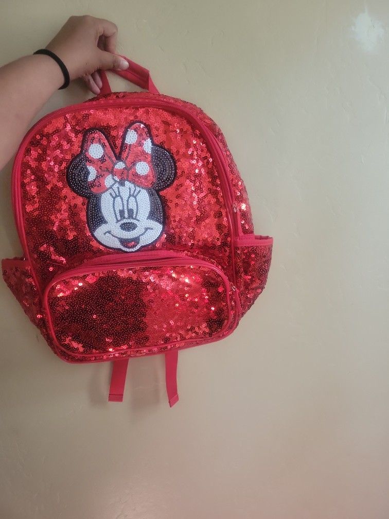 Disney Minnie Mouse Red Sequin Full Size Backpack with Padded Straps - LOOK! How COOL Is THIS?!!!! Absolutely Beautifu