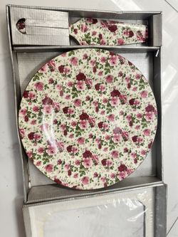 Floral Cake Plate And Server