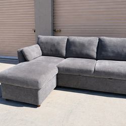 Gray sectional sofa with storage chaise( FREE DELIVERY)