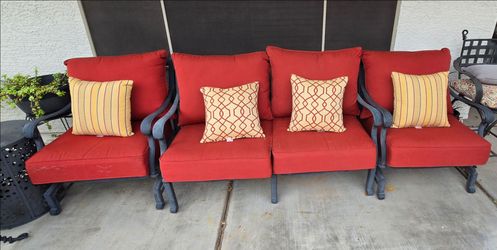 $1000  HANAMINT BRAND WITH SUNBRELLA CUSHIONS BEAUTIFUL PATIO SET