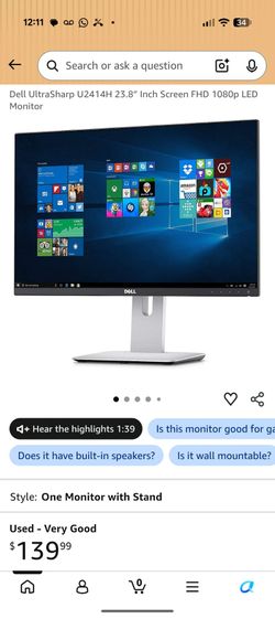 Dell ultra sharp monitor U2414H