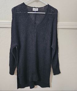 Universal Thread Black Open Knit V-Neck Pullover Sweater
