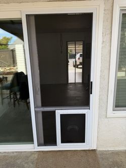 Sliding Screen Door With Large Magnetic Dog Door