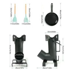 New In Box Metal Rocket Burner Camping Camp Site Wood Burning Stove With Pam And Cooking Utensil Fishing Picnic Stove