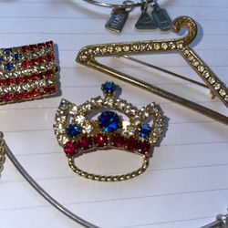 USA Flag, Crown, Brooches 
