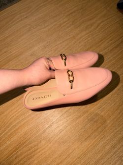 Coach Pink Leather Mule Loafers