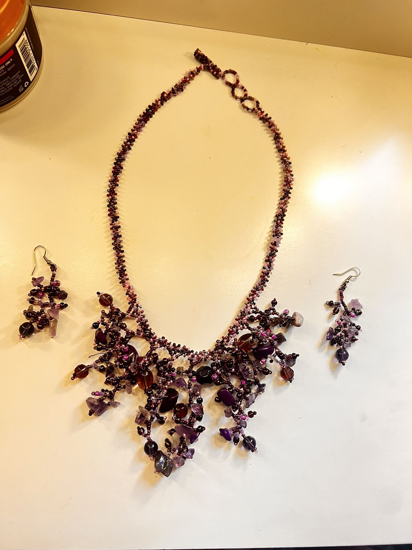 purple amethyst beaded necklace