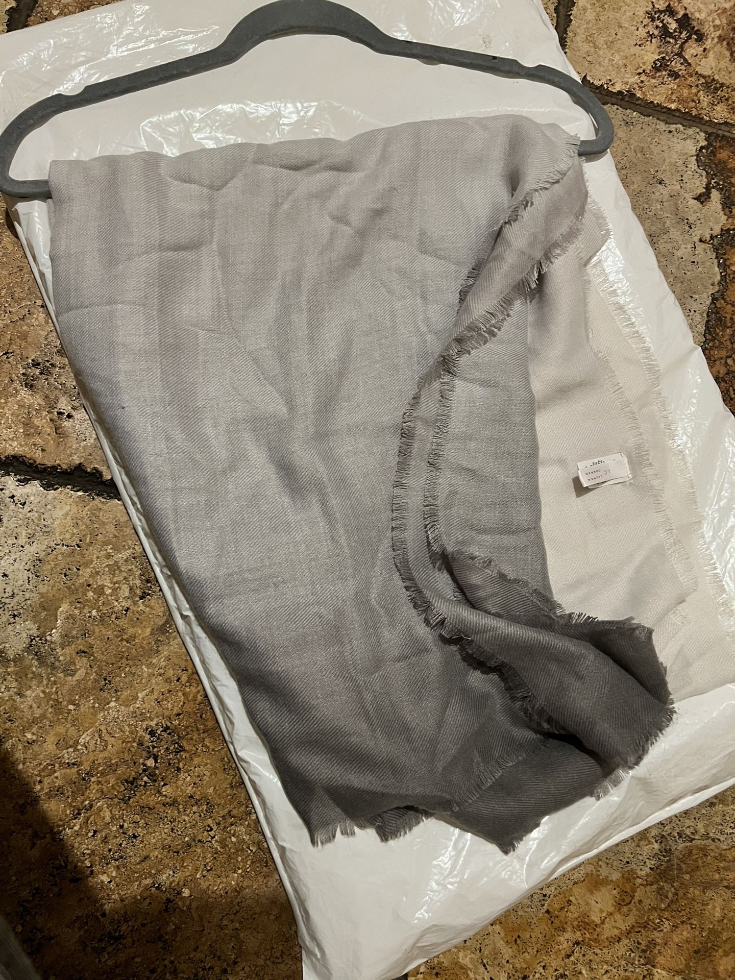 Large gray gradient scarf with fringed edges. Perfect for any outfit. Great Gift See pictures